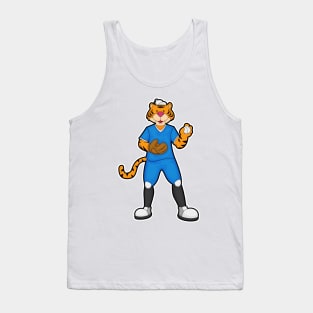 Tiger at Baseball with Baseball glove & Cap Tank Top